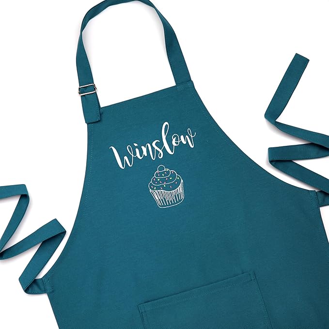 Kids Apron - Embroidered Personalized Cooking Custom Apron with Name, Adjustable, Cotton, with Pockets, for cooking