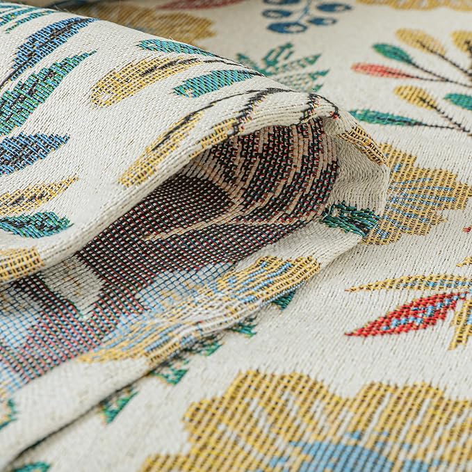Dimatic Cotton and Linen Rectangular Tablecloth for Kitchen Dining Table, Camping, Holiday Party Decor, Bluebell Pattern, 55 x 94 Inches
