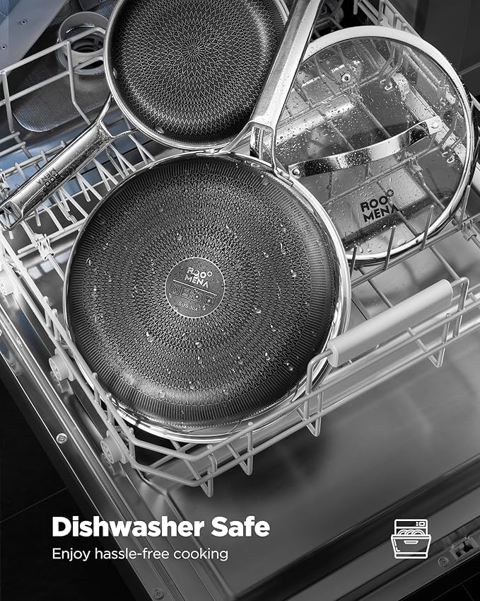 Nonstick Sauce Pan with Lid, Non-Toxic Tri-Ply Hybrid Ceramic Saucepan, 1.5&2.5 Quart Stainless Steel Pans, PFAS/PFOA/PTFE Free, Dishwasher & Oven Safe, Induction Compatible