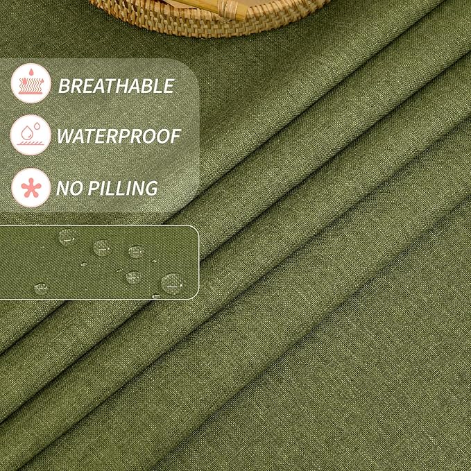 Rectangle Tablecloth 57 x 118 Inch - Waterproof Faux Linen Table Cloth for Dining Table, Kitchen, Party, Wedding, Holiday & Everyday Decoration, Olive