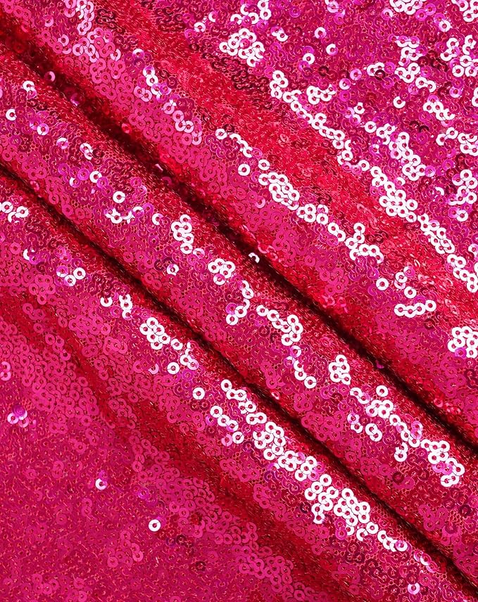 Eternal Beauty Hot Pink Tablecloth, 60x120 Inch Sequin Rectangle Table Cover for Valentines Cake Dessert Exhibition Party Birthday Events