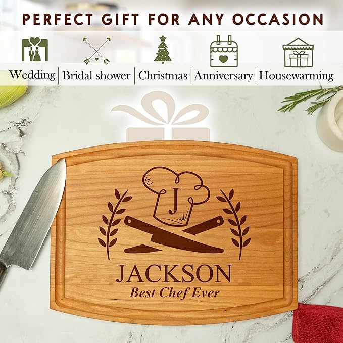 Personalized Christmas Gifts, Custom Engraved Wood Bbq Cutting Board for Men - Unique Gift Idea for Dad, Grandpa, Husband, Him - Fathers Day Gift - Personalized Grilling and Barbecue Tool For Men