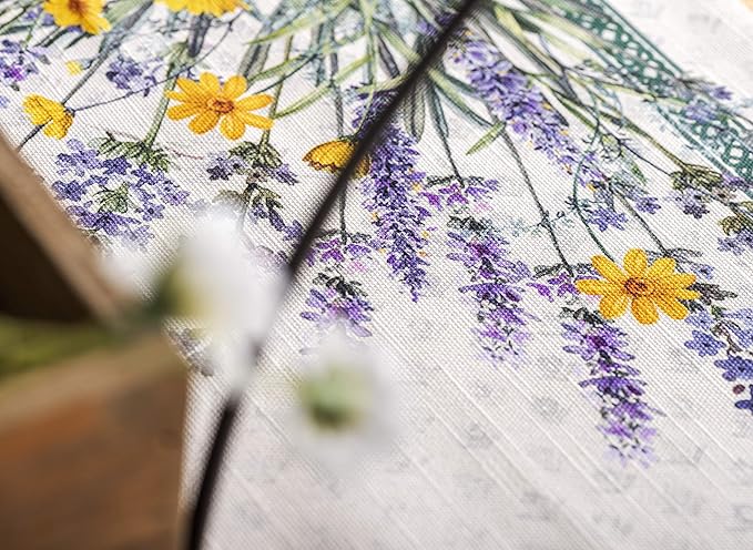 Maison d' Hermine Table Cloth Rectangle Table 100% Cotton 70 x 90 Inches Tablecloth Reusable Decorative for Dining Room Farmhouse Home Valentines Day Decorations Spring Summer - Fanny Lavender