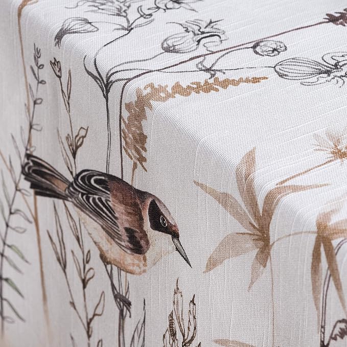 Maison d' Hermine Table Cloth Rectangle Table 100% Cotton 60 x 108 Inches Tablecloth Reusable Decorative for Dining Room Farmhouse Home Valentines Day Decorations Spring Summer- Meadow Florals - Brown