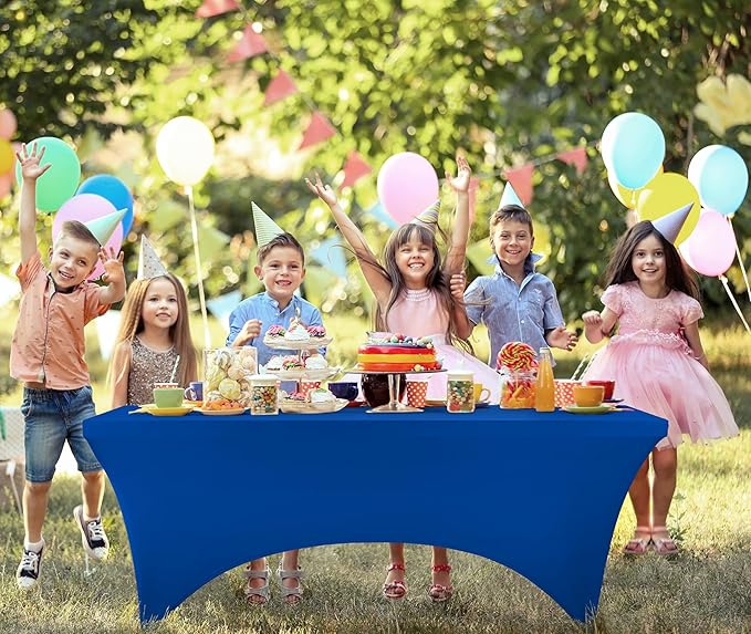Utopia Kitchen Spandex Tablecloth 1 Pack [6FT, Blue] Tight, Fitted, Washable and Wrinkle Resistant Stretch Rectangular Patio Table Cover for Event, Wedding, Banquet & Parties [72Lx30Wx30H Inch]