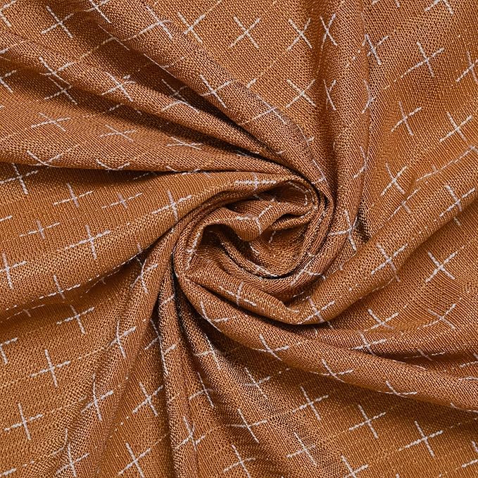 Horaldaily Caramel Rectangular Table Cloth, Cross-Star Solid Textured Embroidery Tablecloth, Wrinkle Free Washable 60×120 Inch Table Cover for Kitchen, Party, Wedding, Picnic, Outdoor