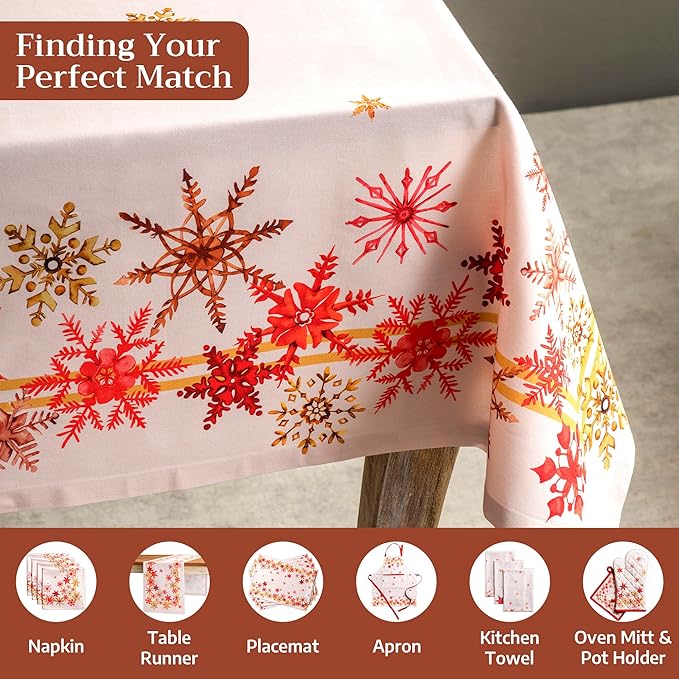 Maison d' Hermine Table Cloth Square Table 100% Cotton 54 x 54 Inches Fall Tablecloth Reusable Everyday Use for Thanksgiving Christmas Decorations Dining Farmhouse Party (Crystal Star)