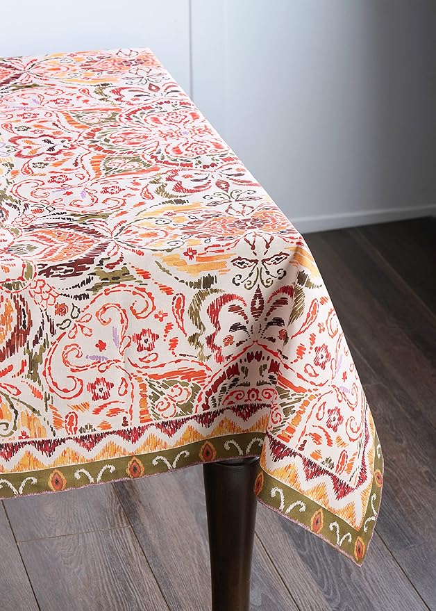 Maison d' Hermine Table Cloth Rectangle Table 100% Cotton 54 x 72 Inches Fall Tablecloth Reusable Everyday Use for Thanksgiving Christmas Decorations Dining Farmhouse Party (Damask)