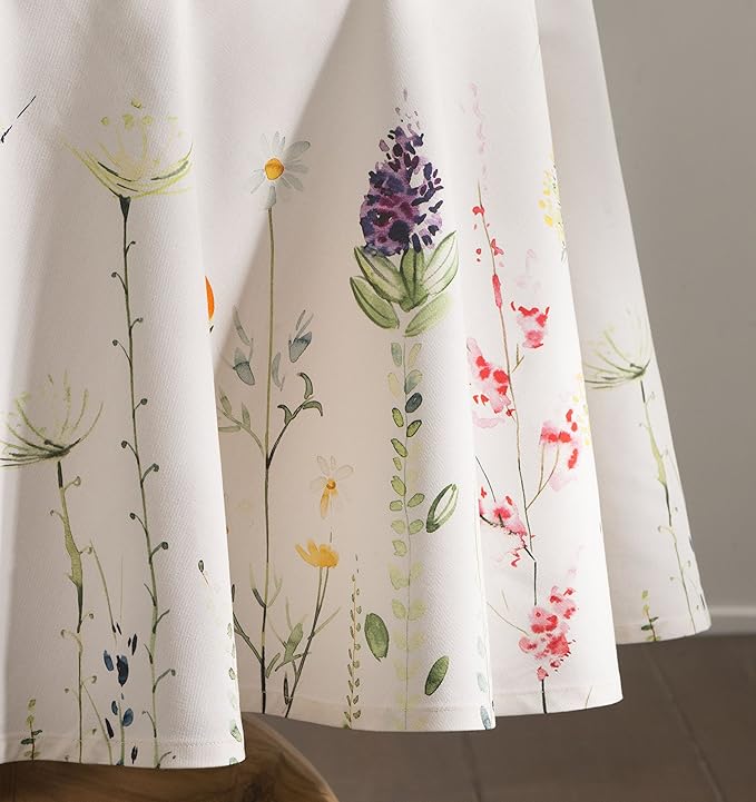 Maison d' Hermine Table Cloth Round Table 100% Cotton 69 Round Inches Tablecloth Reusable Decorative for Dining Room Farmhouse Home Valentines Day Decorations Spring Summer - Botanical Fresh