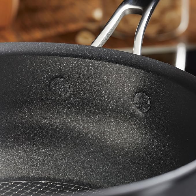 Anolon X SearTech Aluminum Nonstick Cookware Saucier with Lid, 2.5 Quart, Super Dark Gray