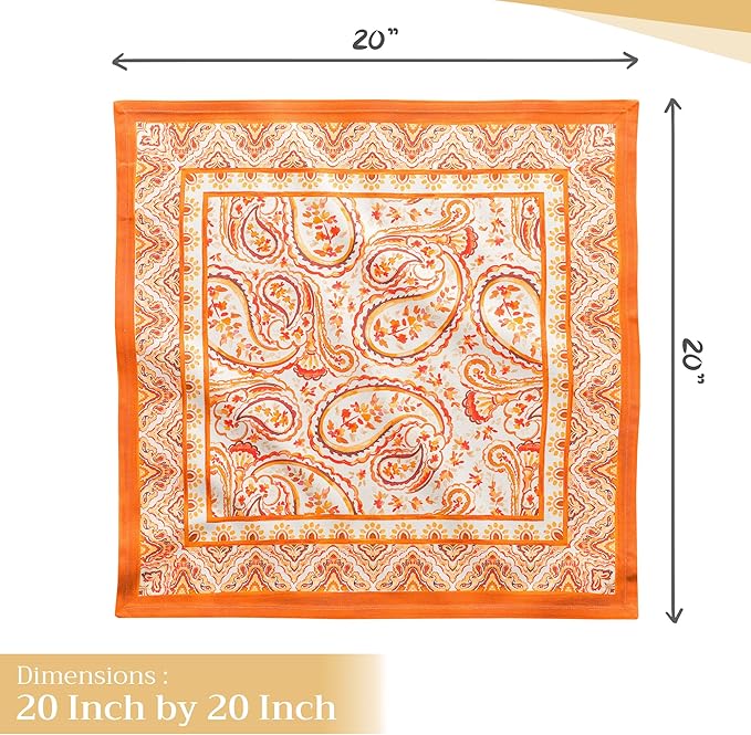 Maison d' Hermine Cloth Napkins Set of 4 100% Cotton for Thanksgiving Christmas Decorations Everyday Reusable Square Fall Napkins Cloth Washable Dinner Party (Palatial Paisley, 20"x20")