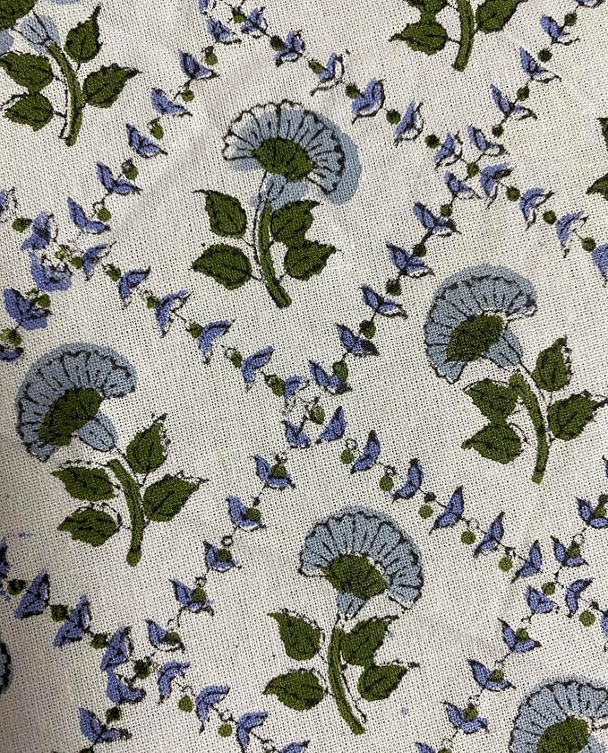 Ridhi Block Print Round Indian Light Blue Reusable Tablecloth 100% Cotton 110" Inch Decorative Table Cover eveyday Dining, Home, Party, Wedding, Farmhouse Gift for Spring, Easter, Valentine