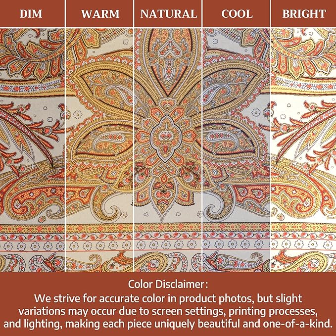 Maison d' Hermine Table Cloth Rectangle Table 100% Cotton 54 x 72 Inches Tablecloth Reusable Decorative Everyday Use for Dining Room, Farmhouse, Home, Party, Festive & Wedding - Kashmir Paisley
