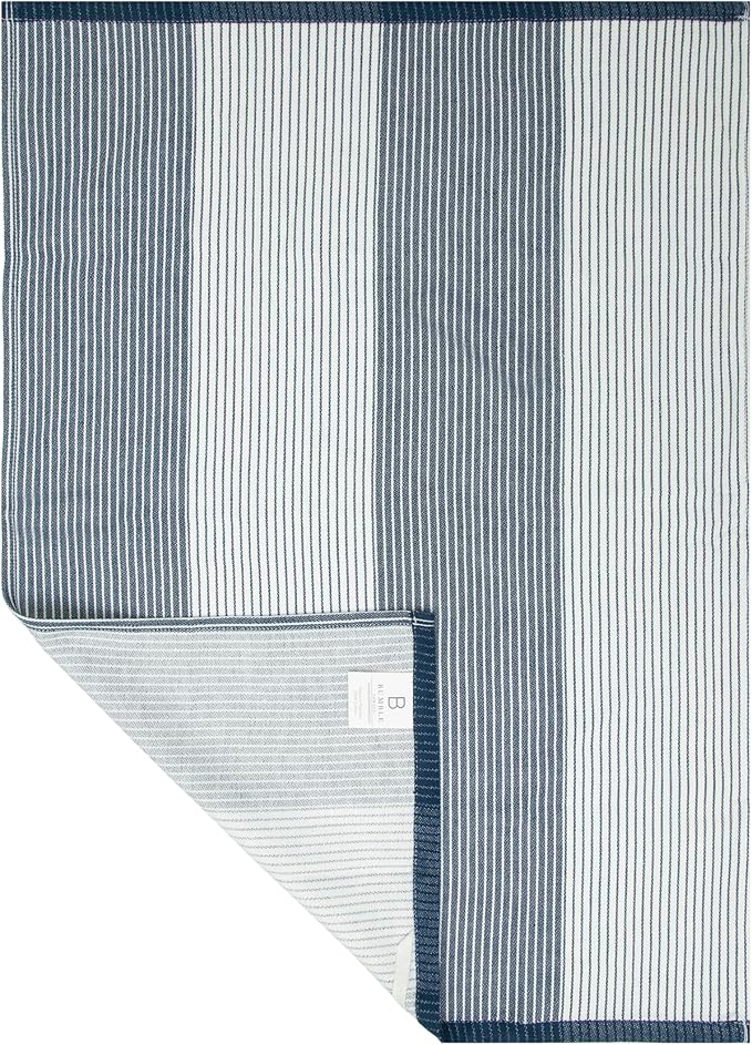 Premium Kitchen Towels (20”x 28”, 6 Pack) | Yarn Dyed Flat Woven Stripe Kitchen Towel Set| 238 GSM | Highly Absorbent with Hanging Loop | Blue