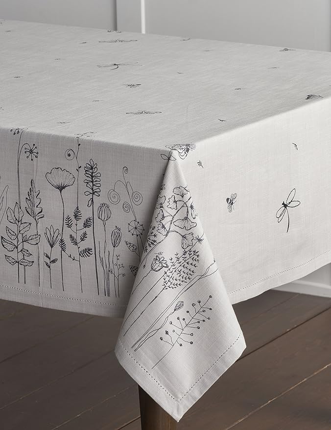 Maison d' Hermine Table Cloth Rectangle Table 100% Cotton 60 x 90 Inches Tablecloth Reusable Decorative for Dining Room Farmhouse Home Valentines Day Decorations Spring Summer - Flore
