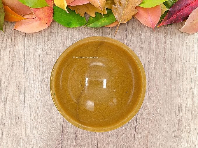 Yellow Jasper Crystal Bowl - 2 Inch Decorative Bowls for Room and Home Decor - Gemstone Healing Crystals for Elegant Display, Positive Energy Balance and Gift