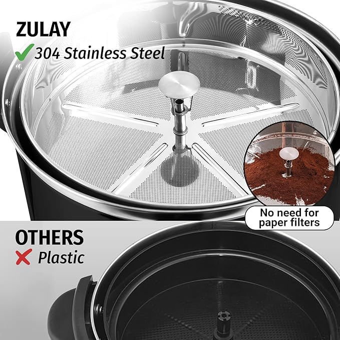 Zulay Kitchen Commercial Grade Coffee Maker Hot Water Urn - Percolator With Double-Wall Stainless Steel, Quick Brew, Stays Hot for Tea & Beverage at Events & Catering - Black - 50 cups