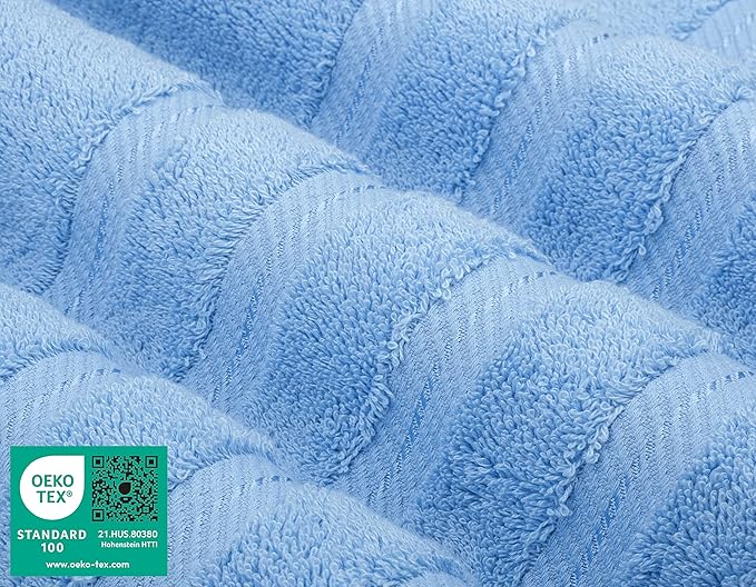 American Soft Linen Luxury Hand Towels for Bathroom, 600 GSM 100% Cotton Turkish 4 Piece Hand Towel Set, 600 GSM Hand Face Towels for Kitchen, Sky Blue Hand Towels