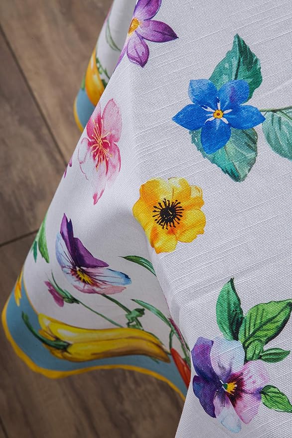 Maison d' Hermine Table Cloth Round Table 100% Cotton 63 Round Inches Tablecloth Reusable Decorative for Dining Room Farmhouse Home Valentines Day Decorations Spring Summer - Giverny