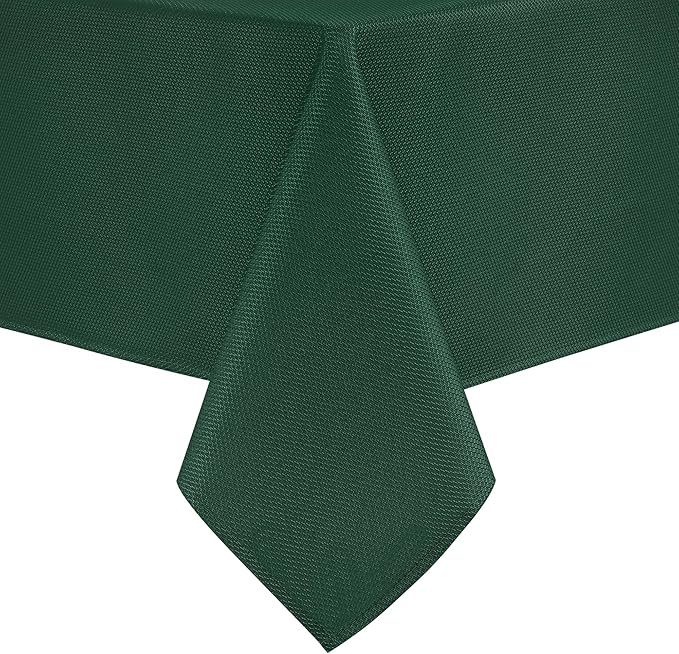 Hiasan 54 X 54 Inch Square Textured Tablecloth - Waterproof Spillproof Antiwrinkle Jacquard Table Cloth for Kitchen and Dining Dinner, Outdoor Picnic, Holiday and Parties, Hunter Green