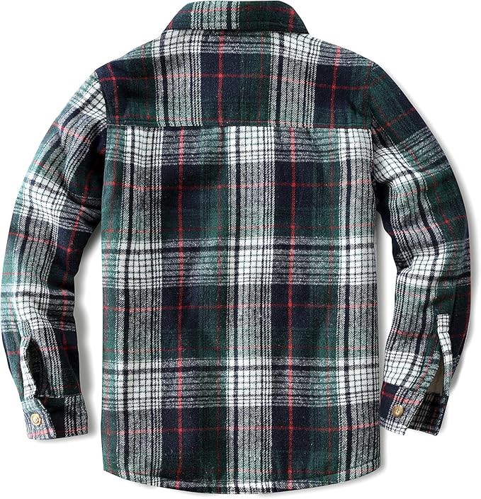 Men's Cotton Sherpa Lined Button Down Flannel Shirt Jacket Plaid Soft Outdoor Flannel Jacket Shirt