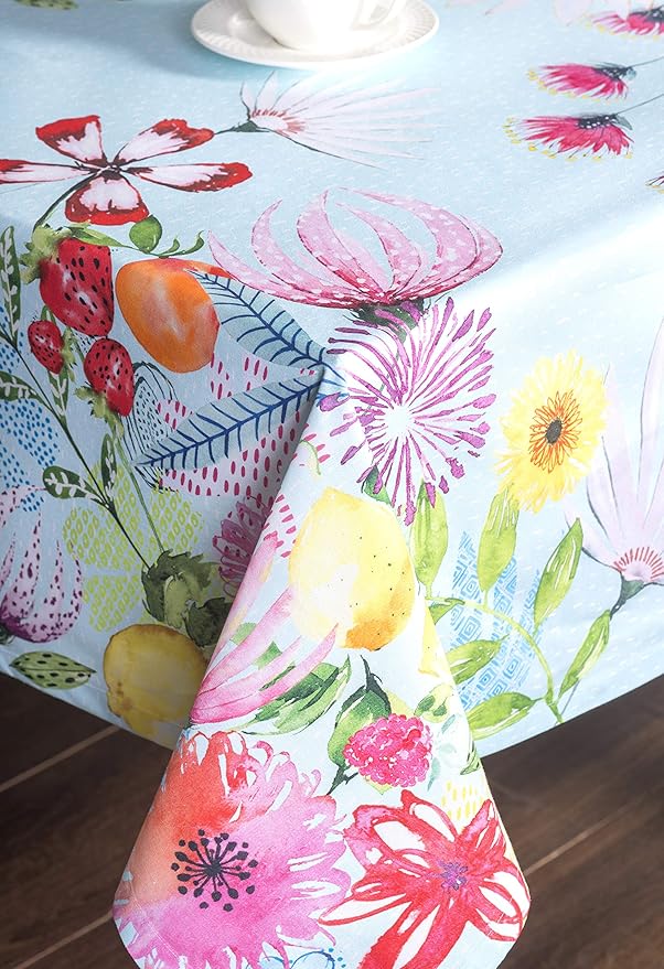 Maison d' Hermine Table Cloth Square Table 100% Cotton 54 x 54 Inches Tablecloth Reusable Decorative for Dining Room Farmhouse Home Valentines Day Decorations Spring Summer - Jardin D'Ete - Mint