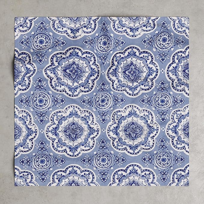 Maison d' Hermine Cloth Napkins Set of 4 100% Cotton Everyday Reusable Square Napkins Cloth Washable Dinner Party Wedding Restaurant Valentines Day Decorations Spring/Summer(Melodie Bleue, 20" x 20")