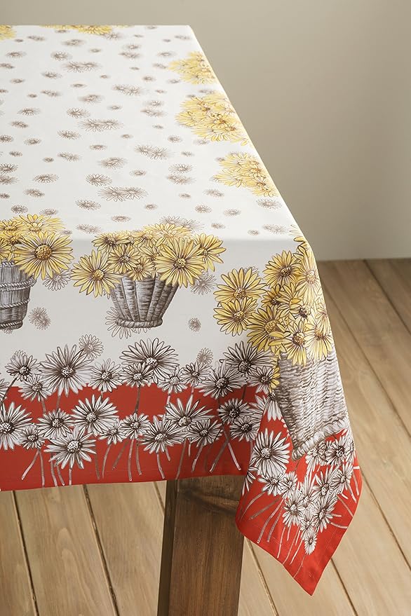 Maison d' Hermine Table Cloth Square Table 100% Cotton 60 x 60 Inches Fall Tablecloth Reusable Everyday Use for Thanksgiving Christmas Decorations Dining Farmhouse Party (Bagatelle)