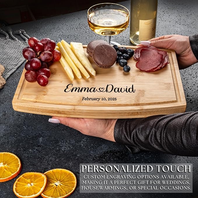 Personalized Cutting Board - Wooden Customized Gifts for Kitchen & Charcuterie - Custom Wedding, Newlyweds, Bridal Showers, Anniversary, Housewarming, Engagement Gift for Couples, Valentines Day Gifts