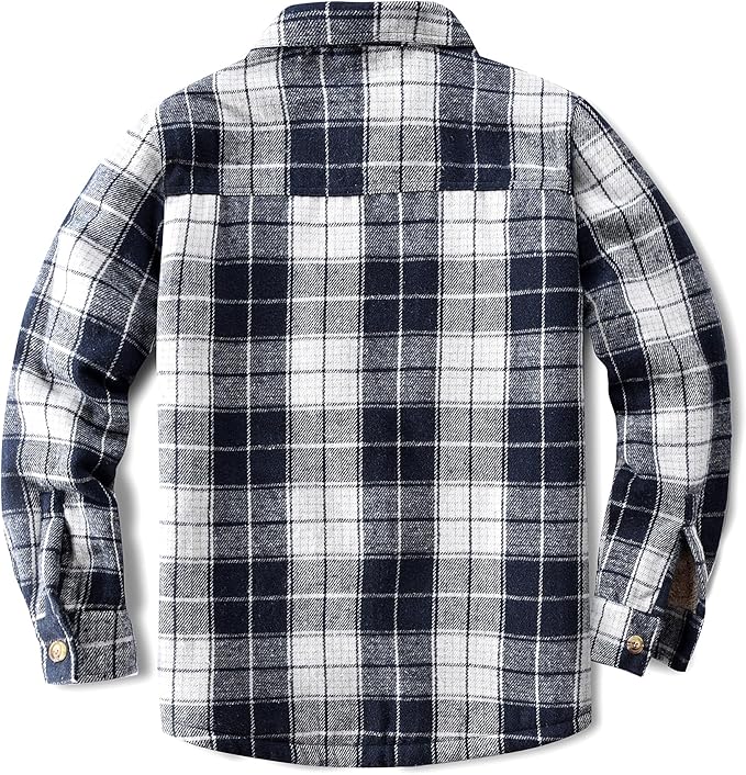 Men's Cotton Sherpa Lined Button Down Flannel Shirt Jacket Plaid Soft Outdoor Flannel Jacket Shirt