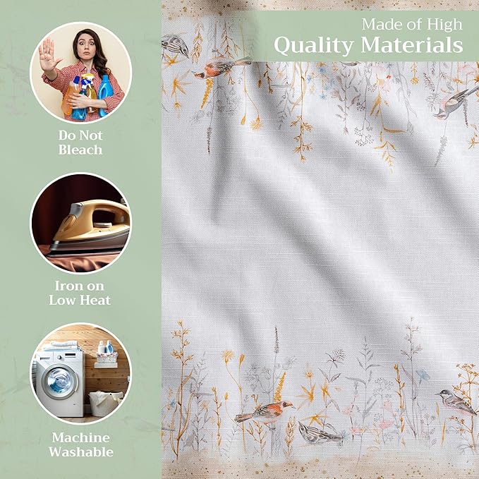 Maison d' Hermine Cloth Napkins Set of 4 100% Cotton Everyday Reusable Square Napkins Cloth Washable Dinner Wedding Valentines Day Decorations Spring/Summer (Meadow Florals - Beige, 20" x 20")