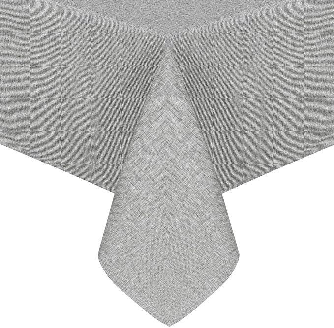 JIUZHEN Square Table Cloth Faux Linen Farmhouse Tablecloth Wrinkle and Stain Resistant Decorative Fabric Table Cover for Kitchen, Dining Room, Parties and Camping, Light Grey, 54 x 54 Inch