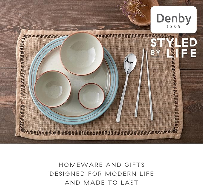 Denby - Heritage Pavilion Blue Dinner Set For 4-12 Piece (Dinner, Salad Plate, Cereal Bowl) Dinnerware Set, One size - Dishwasher Microwave Oven Safe - Scratch Chip Resistant