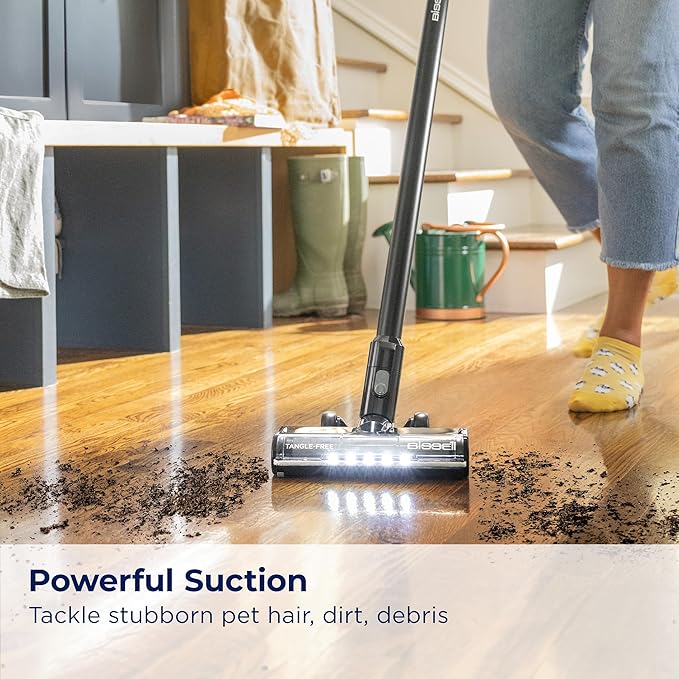 Bissell CleanView XR 200W Lightweight Cordless Vacuum w/Removable Battery, 35-min runtime, Tangle-Free Brush Roll, LED Lights, XL Tank, Dusting & Crevice Tool, Wall Mount, 3789U