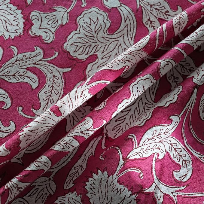 Ridhi Block Print Round Deep Pruce Red Reusable Tablecloth 100% Cotton 120" Inch Decorative Table Cover eveyday Dining, Home, Party, Wedding, Farmhouse Gift for Spring, Easter, Valentine