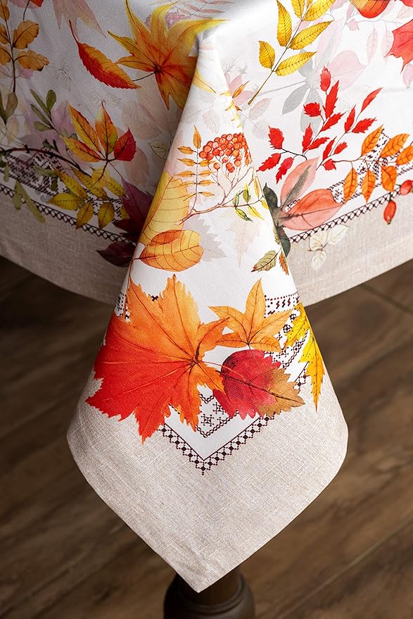Maison d' Hermine Table Cloth Rectangle Table 100% Cotton 70 x 108 Inches Fall Tablecloth Reusable Everyday Use for Thanksgiving Christmas Decorations Dining Farmhouse Party (Amarante)