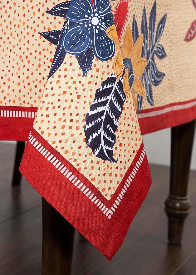 Maison d' Hermine Table Cloth Rectangle Table 100% Cotton 60 x 120 Inches Fall Tablecloth Reusable Everyday Use for Thanksgiving Christmas Decorations Dining Farmhouse Party (Kalahari)