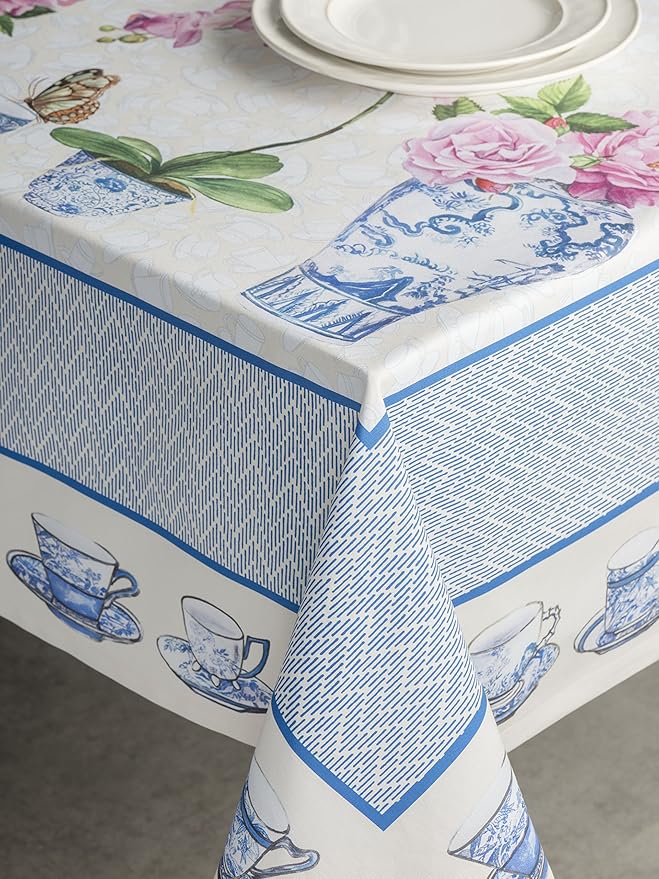 Maison d' Hermine Table Cloth Rectangle Table 100% Cotton 70 x 108 Inches Tablecloth Reusable Decorative for Dining Room Farmhouse Home Valentines Day Decorations Spring Summer - Canton