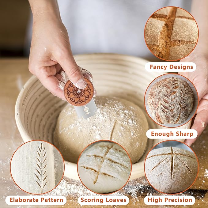 UFO Bread Lame Cutter for Homemade Sourdough,Bread Scorer Tool for Sourdough with 5 Blades and Case,Slashing Tool Bread Cutting Knife for Artisan Bread and Baguette Makers,Dot flower