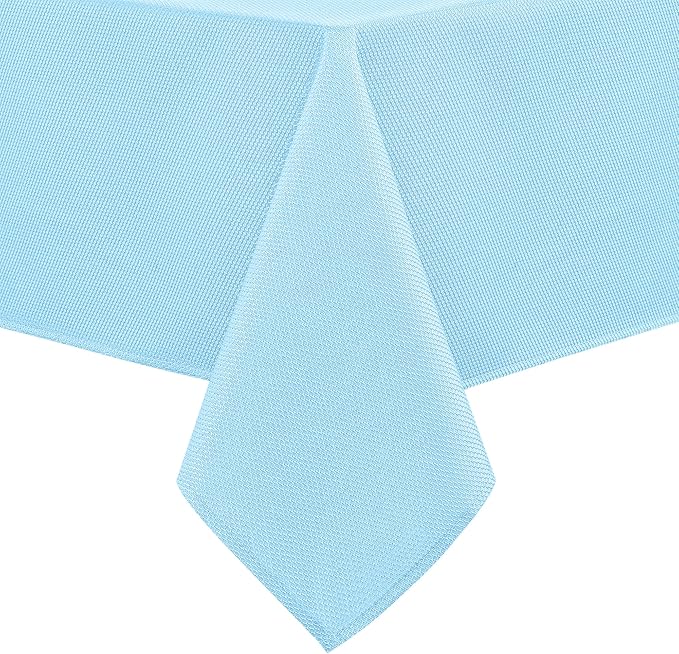 Hiasan 54 X 120 Inch Rectangle Textured Tablecloth - Waterproof Spillproof Antiwrinkle Jacquard Table Cloth for Kitchen and Dining Dinner, Outdoor Picnic, Holiday and Parties, Light Blue