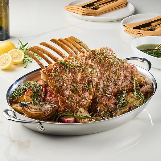 Hestan Provisions - Clad Oval Roaster, Stainless Steel, 17.5 x 14 inch