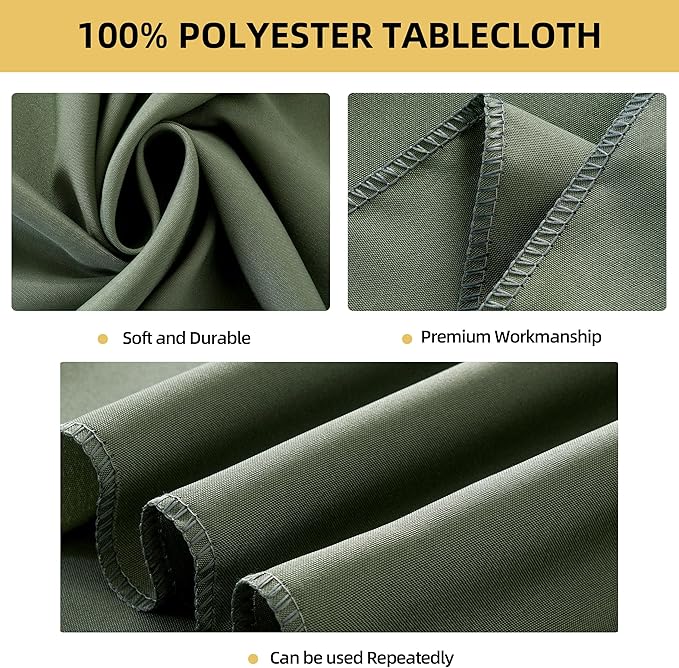 2-Pack 60x102 inch Sage Green Table Cloths, Solid Stain and Wrinkle Resistant Oblong Tablecloth, Premium Plain Weave Polyester Fabric Rectangle Table Linen Covers for Hotel, Wedding