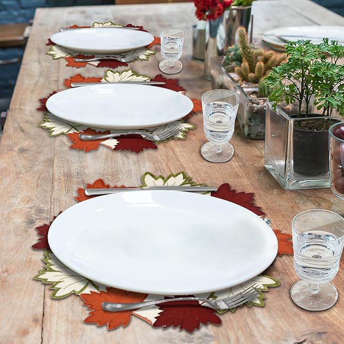 Decozen Set of 4 Doilies for Table, Lace Doilies - Rustic, Crochet, Farmhouse, Kitchen, Round Table Placemats - Valentines Day Decorations - 15 inch Cream White, The Falling Petals Collection