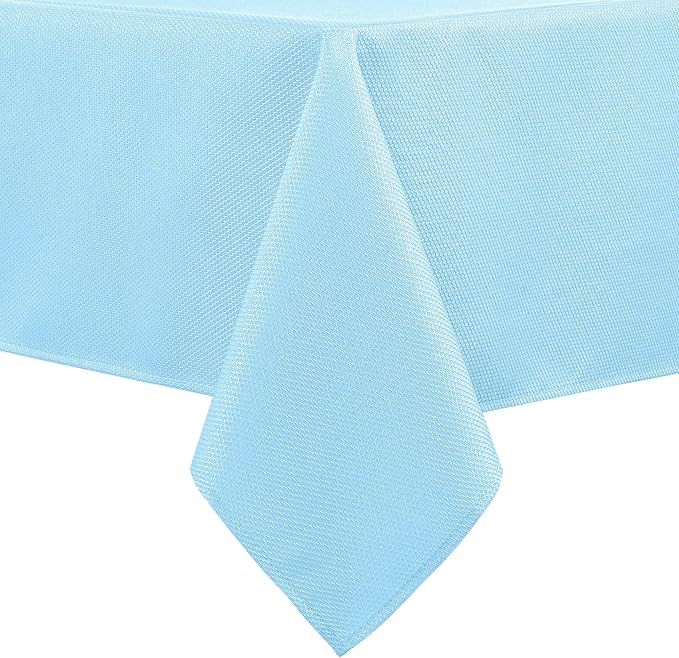 Hiasan 60 X 60 Inch Square Textured Tablecloth - Waterproof Spillproof Antiwrinkle Jacquard Table Cloth for Kitchen and Dining Dinner, Outdoor Picnic, Holiday and Parties, Light Blue