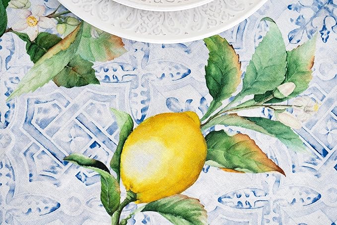 Maison d' Hermine Table Cloth Rectangle Table 100% Cotton 70 x 140 Inches Tablecloth Reusable Decorative for Dining Room Farmhouse Home Valentines Day Decorations Spring Summer - Citrus