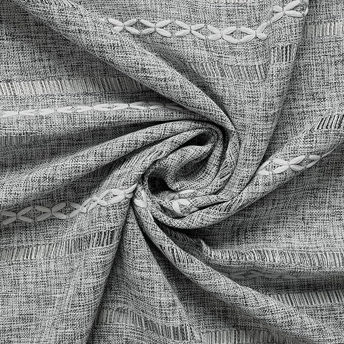 Horaldaily Grey Cotton Blend Tablecloth 52×70 Inch Rectangular, Farmhouse Style, Wrinkle Resistant Washable Table Cloth, Hemstitched Embroidery Table Cover for Home