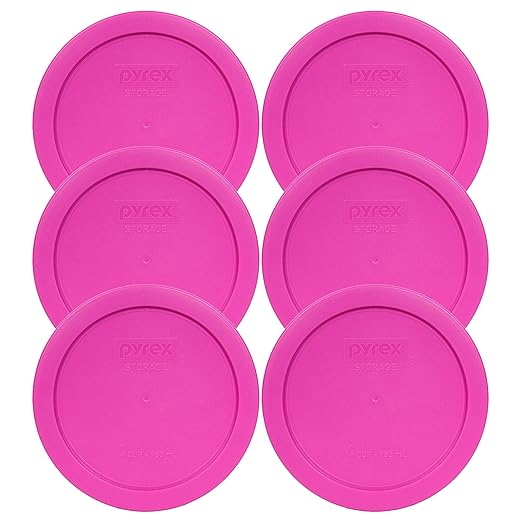 Pyrex 7201-PC 4 Cup Pink Food Storage Replacement Lids (6-Pack) - Made in USA