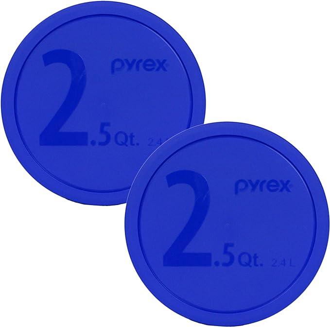 Pyrex 325-PC 2.5qt Blue Mixing Bowl Food Storage Replacement Lids (2-Pack) - Made in USA