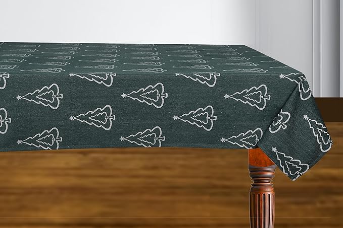 Urban Villa Table Cloth for Cristmas Tabletop Cover Kitchen Dining Tablecloth 100% Cotton Great Parties Wedding Holiday Jacquard Tree Rectangle 60X102 Inches 8-10 Seats Table Cloth
