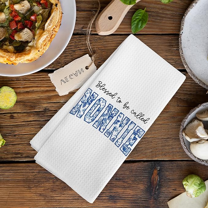 Blessed to be Called Nonnie Gifts for Grandma from Grandkids, Mothers Day Christmas Birthday Kitchen Gifts for Nonnie, Chinoiserie Grandma Kitchen Dish Hand Tea Towels for Bathroom, 16x24Inch